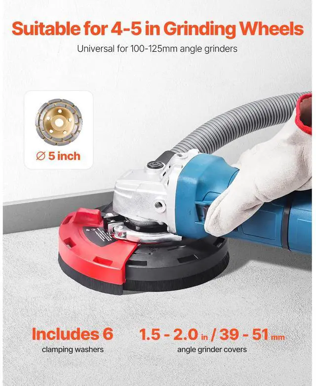 Alt view image 2 of 7 - VEVOR Angle Grinder Dust Shroud 4-5 in 6 Clamping Washers & 5 in Grinding Wheel