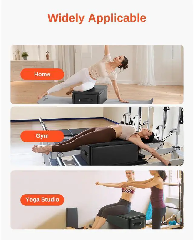 Alt view image 6 of 7 - VEVOR Pilates Box for Reformer Pilates Equipment Accessory for Exercises Black