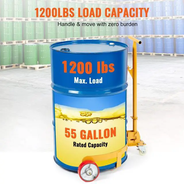 Alt view image 3 of 7 - VEVOR 55 Gallon Drum Dolly, 1200 lbs Load Capacity, Barrel Dolly Cart Drum Caddy Round Dolly Steel Low Profile, Heavy Duty Steel Frame with Adjustable Handle 3 Wheels, for Workshop Factory Warehouse
