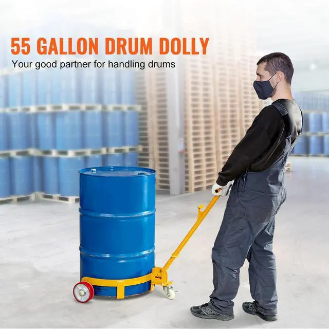Alt view image 2 of 7 - VEVOR 55 Gallon Drum Dolly, 1200 lbs Load Capacity, Barrel Dolly Cart Drum Caddy Round Dolly Steel Low Profile, Heavy Duty Steel Frame with Adjustable Handle 3 Wheels, for Workshop Factory Warehouse