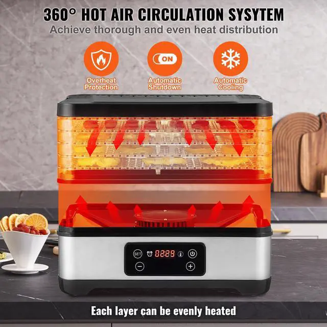 Alt view image 6 of 7 - Food Dehydrator Machine, 5-Tray Fruit Dehydrator, 300W Electric Food Dryer w/ Digital Adjustable Timer & Temperature for Jerky, Herb, Meat, Beef, Fruit, Dog Treats and Vegetables, ETL Listed
