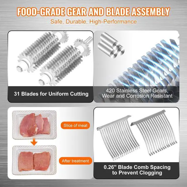 Alt view image 3 of 7 - Commercial Meat Tenderizer, Heavy Duty Stainless Steel Meat Tenderizer Machine, Quick and Easy Manual Operation Kitchen Tool, 5.8" Feed Port for Beef, Turkey, Chicken, Pork, Steak, and Fish