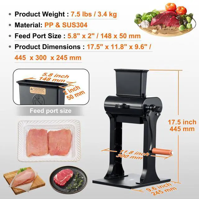 Alt view image 7 of 7 - Commercial Meat Tenderizer, Heavy Duty Stainless Steel Meat Tenderizer Machine, Quick and Easy Manual Operation Kitchen Tool, 5.8" Feed Port for Beef, Turkey, Chicken, Pork, Steak, and Fish
