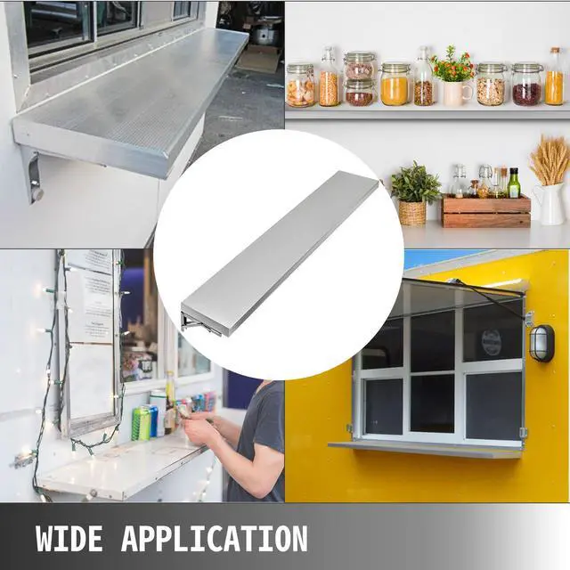 Alt view image 7 of 7 - 6 foot Shelf for Concession Window 70.9x11.4x1.8 Inch 201 Stainless Steel