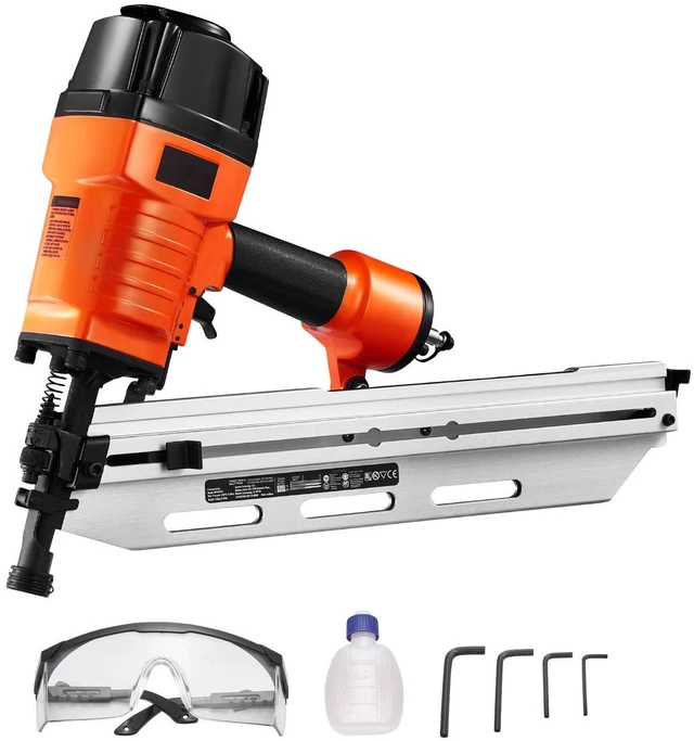Main image of Framing Nailer, 80-120PSI Air Nail Gun, 2" to 3-1/2" 21 Degree Full Round Head Pneumatic Framing Nailer with Tool-Less Depth Adjustment & Dual Trigger Modes, Ideal for Framing Decking Flooring