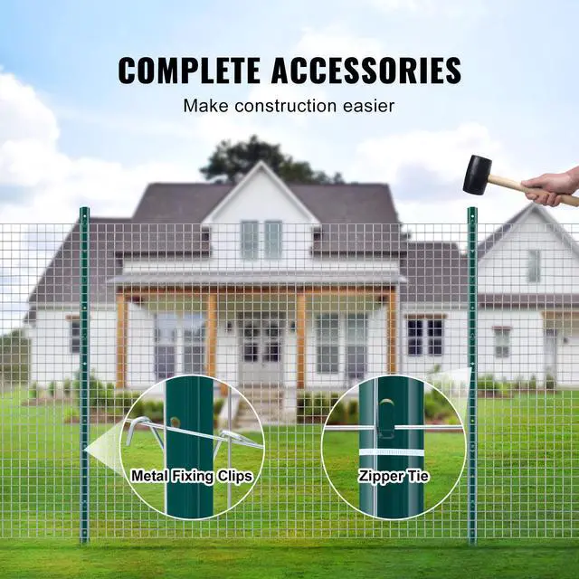 Alt view image 5 of 7 - 4 Feet Fence Post, 10 Pack U-Channel Heavy Duty Metal Fence Posts, Sturdy Steel Fence Stakes for Garden Yard, Lawn, Farms and Outdoor Wire Fencing, Green