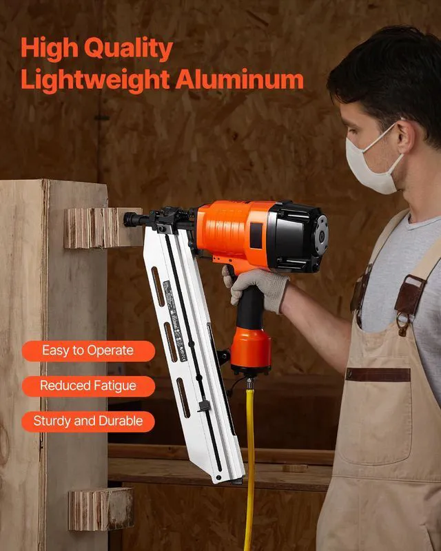 Alt view image 5 of 7 - Framing Nailer, 80-120PSI Air Nail Gun, 2" to 3-1/2" 21 Degree Full Round Head Pneumatic Framing Nailer with Tool-Less Depth Adjustment & Dual Trigger Modes, Ideal for Framing Decking Flooring