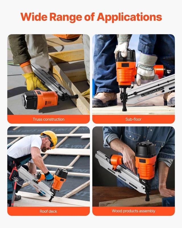Alt view image 6 of 7 - Framing Nailer, 80-120PSI Air Nail Gun, 2" to 3-1/2" 21 Degree Full Round Head Pneumatic Framing Nailer with Tool-Less Depth Adjustment & Dual Trigger Modes, Ideal for Framing Decking Flooring