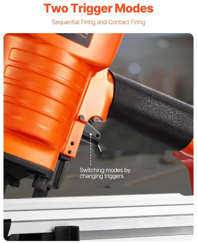 Alt view image 4 of 7 - Framing Nailer, 80-120PSI Air Nail Gun, 2" to 3-1/2" 21 Degree Full Round Head Pneumatic Framing Nailer with Tool-Less Depth Adjustment & Dual Trigger Modes, Ideal for Framing Decking Flooring