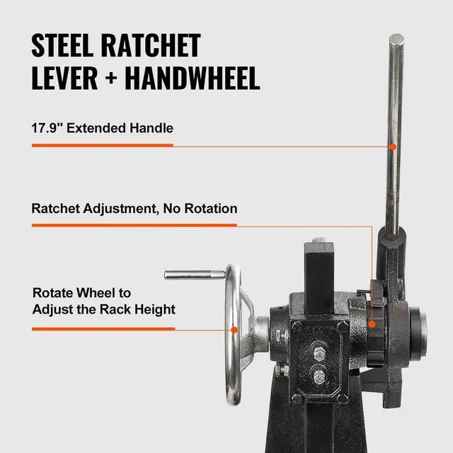 Alt view image 4 of 7 - Arbor Press, 3 Ton Ratchet Type Arbor Press, Ratchet Leverage Arbor Press with Handwheel, 12.2" Maximum Height, Cast Iron Manual Desktop Punch Press, for Stamping, Bending, Stretching, Forming