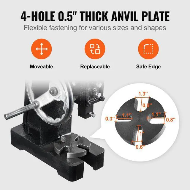Alt view image 5 of 7 - Arbor Press, 1 Ton Manual Arbor Press with Handwheel, 5.9" Maximum Height, Cast Iron Heavy-duty Manual Desktop Arbor Press, Precision Hand Press for Stamping, Bending, Stretching, Forming