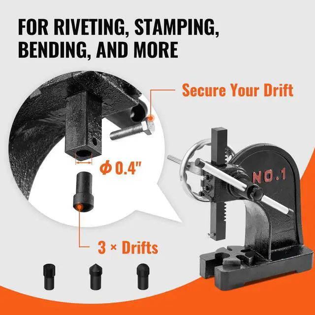 Alt view image 3 of 7 - Arbor Press, 1 Ton Manual Arbor Press with Handwheel, 5.9" Maximum Height, Cast Iron Heavy-duty Manual Desktop Arbor Press, Precision Hand Press for Stamping, Bending, Stretching, Forming