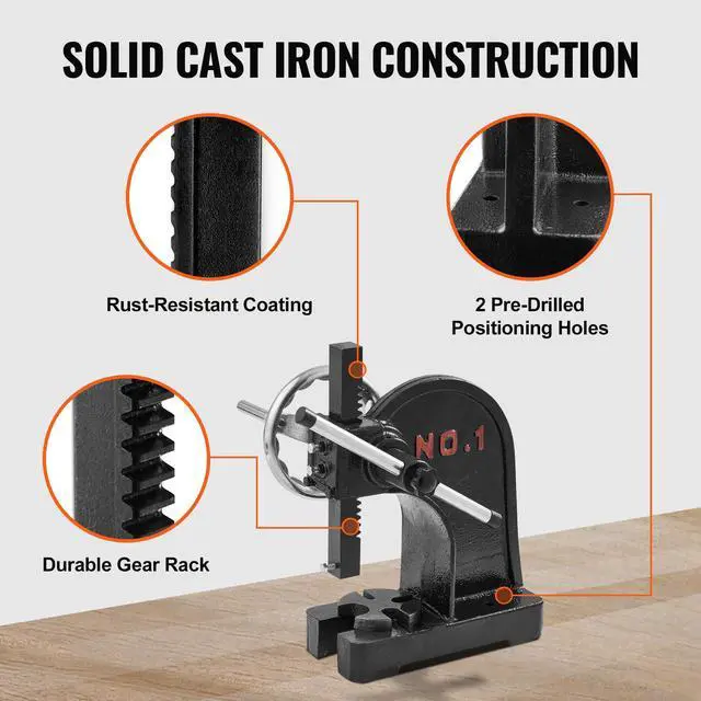 Alt view image 6 of 7 - Arbor Press, 1 Ton Manual Arbor Press with Handwheel, 5.9" Maximum Height, Cast Iron Heavy-duty Manual Desktop Arbor Press, Precision Hand Press for Stamping, Bending, Stretching, Forming