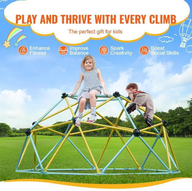 Alt view image 3 of 7 - Climbing Dome, Jungle Gym Supports 600LBS and Easy Assembly, 6FT Geometric Dome Climber Play Center for Kids 3 to 9 Years Old, with Climbing Grip, Outdoor and Indoor Play Equipment for Kids