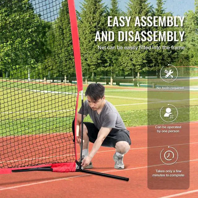 Alt view image 6 of 7 - VEVOR Barricade Backstop Net, 16x10 ft Ball Sports Barrier Netting, Portable Practice Equipment with Carry Bag, Protection Screen for Baseball Softball Soccer Training, for Backyard