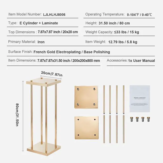 Alt view image 7 of 7 - 4PCS Gold Metal Column Wedding Flower Stand, 31.5inch High With Metal Laminate, Vase Geometric Centerpiece Stands, Cylindrical Floral Display Rack for Events Reception, Party Road Leads