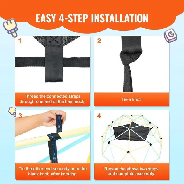 Alt view image 5 of 7 - Dome Climber Hammock,Climbing Dome Hammock Suitable for 10ft Dome Climbing, Load-Bearing 350 Pounds, Pentagon Jungle Gym Hammock for Outdoor,Accessory for Climbing Dome, (Hammock Only)