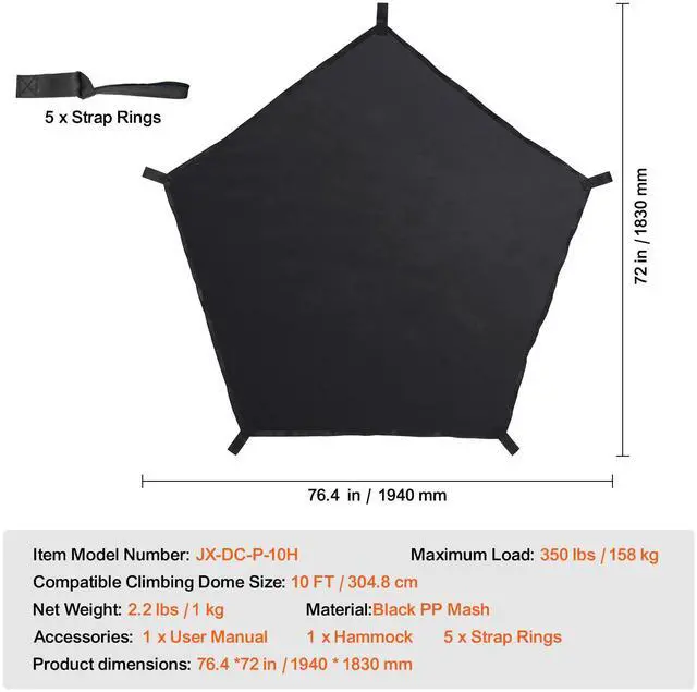 Alt view image 7 of 7 - Dome Climber Hammock,Climbing Dome Hammock Suitable for 10ft Dome Climbing, Load-Bearing 350 Pounds, Pentagon Jungle Gym Hammock for Outdoor,Accessory for Climbing Dome, (Hammock Only)
