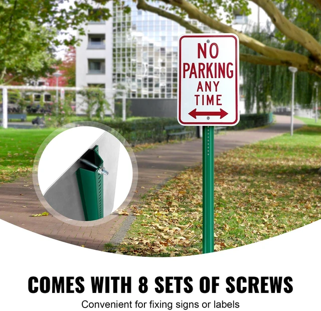 Alt view image 4 of 7 - 8FT U-Channel Sign Post, 4Pack Green Heavy Duty Steel Fixed Fence Post, Steel Fence U-Channel Sign for Garden, Courtyard, Farm or Traffic Intersection