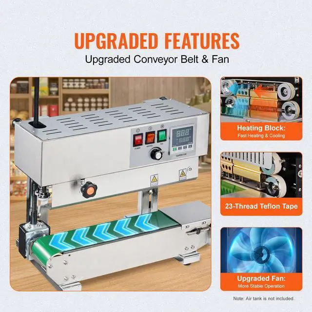 Alt view image 4 of 7 - Continuous Bag Band Sealing Machine, 0.24-0.47 in/6-12 mm Seal Width, Vertical Band Sealer Machine with Digital Temperature Control, Stainless Steel Bag Sealer for 0.02-0.8 mm Plastic Bags Films