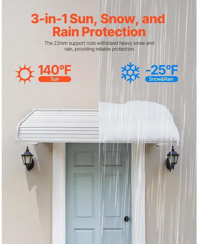 Alt view image 2 of 7 - Aluminum Awning 60 x 42 in, Durable Window Awning Door Canopy, Lightweight and Stable Aluminum Awnings for Doors Exterior Rain Snow Sunlight Protection for Door Entrance Windows Patio Porch