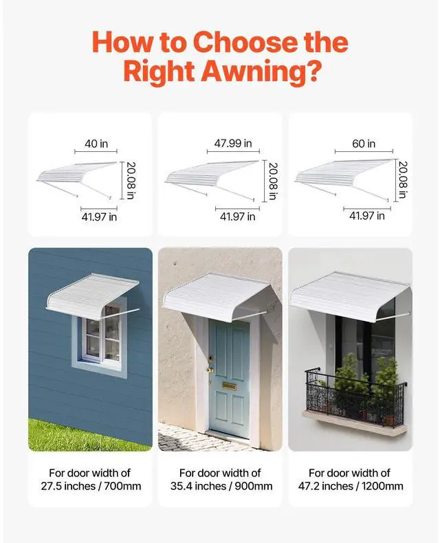 Alt view image 6 of 7 - Aluminum Awning 60 x 42 in, Durable Window Awning Door Canopy, Lightweight and Stable Aluminum Awnings for Doors Exterior Rain Snow Sunlight Protection for Door Entrance Windows Patio Porch