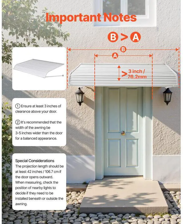 Alt view image 5 of 7 - Aluminum Awning 60 x 42 in, Durable Window Awning Door Canopy, Lightweight and Stable Aluminum Awnings for Doors Exterior Rain Snow Sunlight Protection for Door Entrance Windows Patio Porch