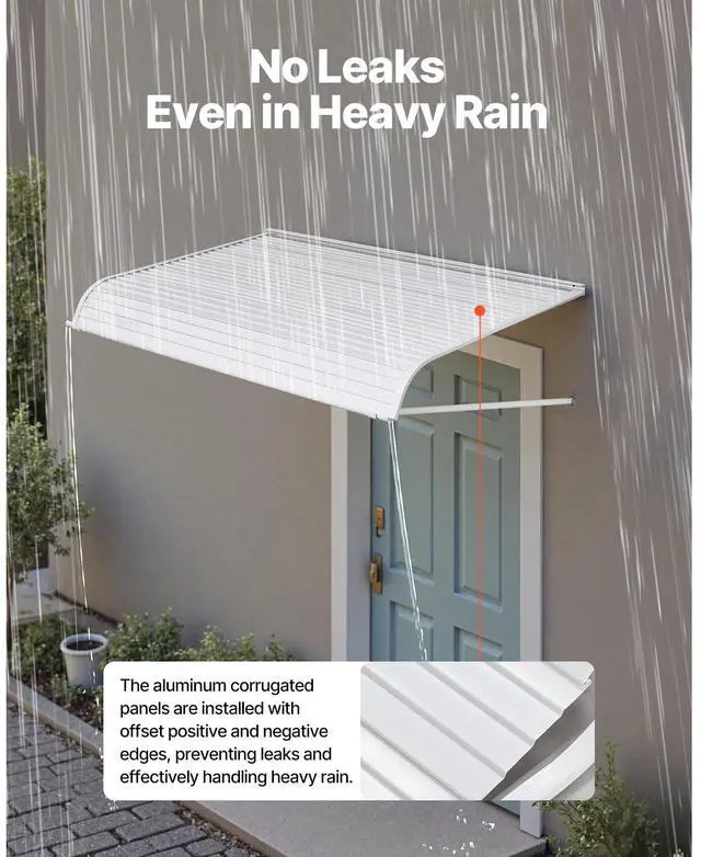 Alt view image 4 of 7 - Aluminum Awning 60 x 42 in, Durable Window Awning Door Canopy, Lightweight and Stable Aluminum Awnings for Doors Exterior Rain Snow Sunlight Protection for Door Entrance Windows Patio Porch
