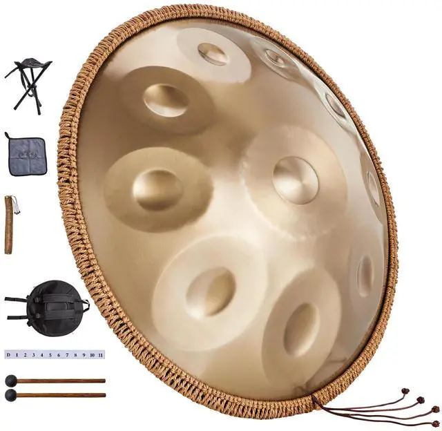 Main image of Handpan Drum, 22 in & 10 Notes, D Minor Hand Drum, Hand Pan Drum Instrument with Mallets, 432Hz Handpan Stand & Carry Bag, Steel Healing Sound Drum, Percussion Instruments for Adults Beginners