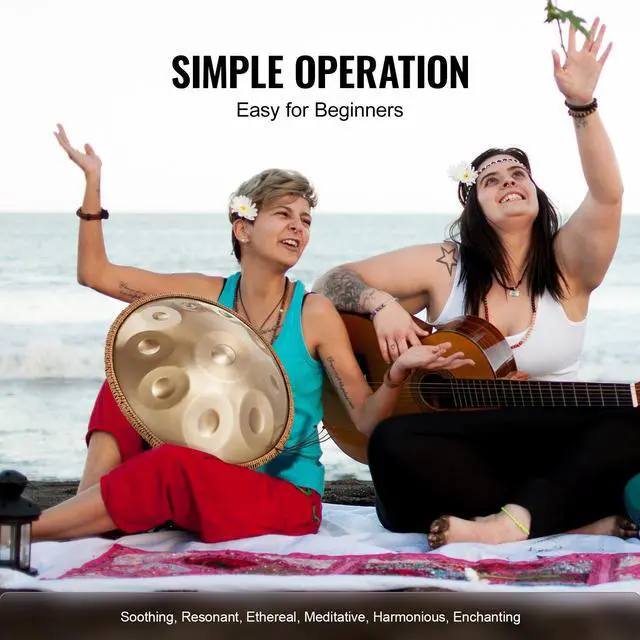 Alt view image 6 of 7 - Handpan Drum, 22 in & 10 Notes, D Minor Hand Drum, Hand Pan Drum Instrument with Mallets, 432Hz Handpan Stand & Carry Bag, Steel Healing Sound Drum, Percussion Instruments for Adults Beginners