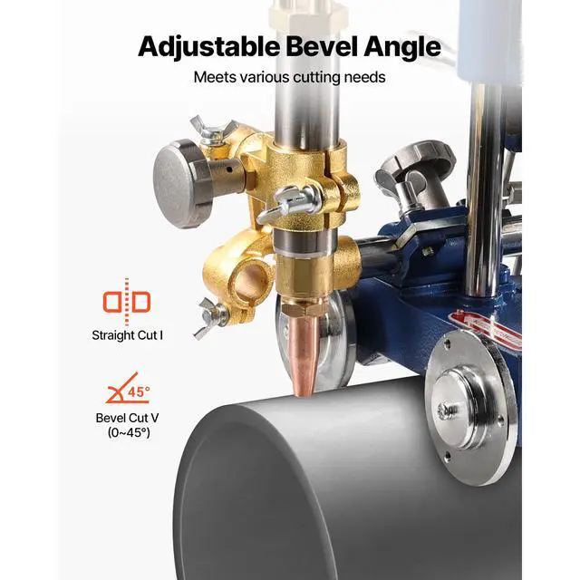 Alt view image 5 of 7 - CG2-11Y Manual Pipe Cutting Machine, 0.2"-2" Thick Pipe Beveling Machine with 82-in Chain, 0°-45° Adjusted Angle Gas Cutting Machine with 3 Tips, Portable Torch Beveling Gas Cutter