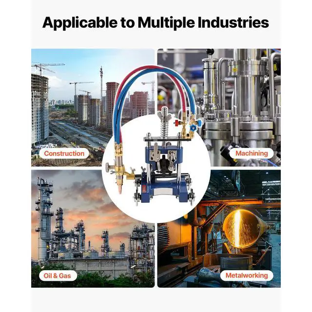 Alt view image 6 of 7 - CG2-11Y Manual Pipe Cutting Machine, 0.2"-2" Thick Pipe Beveling Machine with 82-in Chain, 0°-45° Adjusted Angle Gas Cutting Machine with 3 Tips, Portable Torch Beveling Gas Cutter