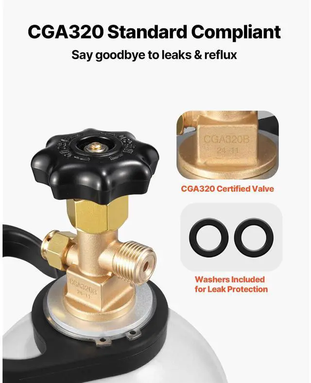Alt view image 5 of 7 - CO2 Tank, 10 lbs New Aluminum Alloy Cylinder, CO2 Air Tank with Light Spray Coating, CGA320 Valve, Handle & Adjustable Pressure, DOT Approved Cylinder for Draft Beer Dispensing and Soda Maker