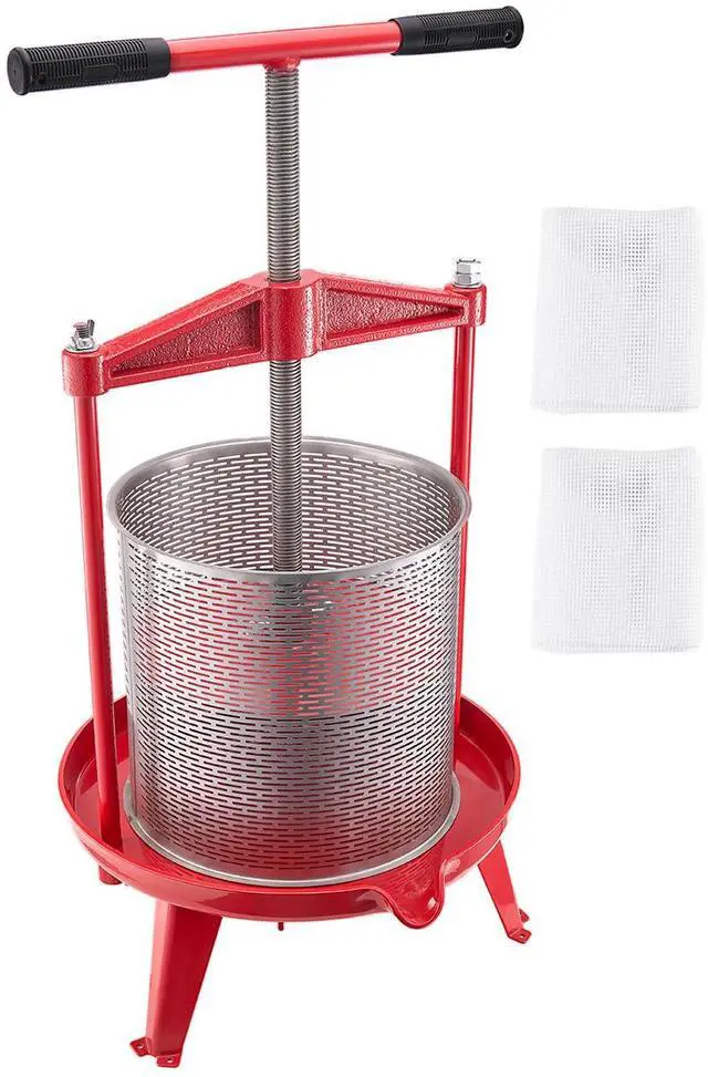 Main image of 3.69 Gal/14L Fruit Wine Press, Stainless Steel Basket with Cross-beam and Triangular Structure, Manual Juice Maker, Cider Apple Grape Tincture Making Press with T-Handle for Kitchen Home