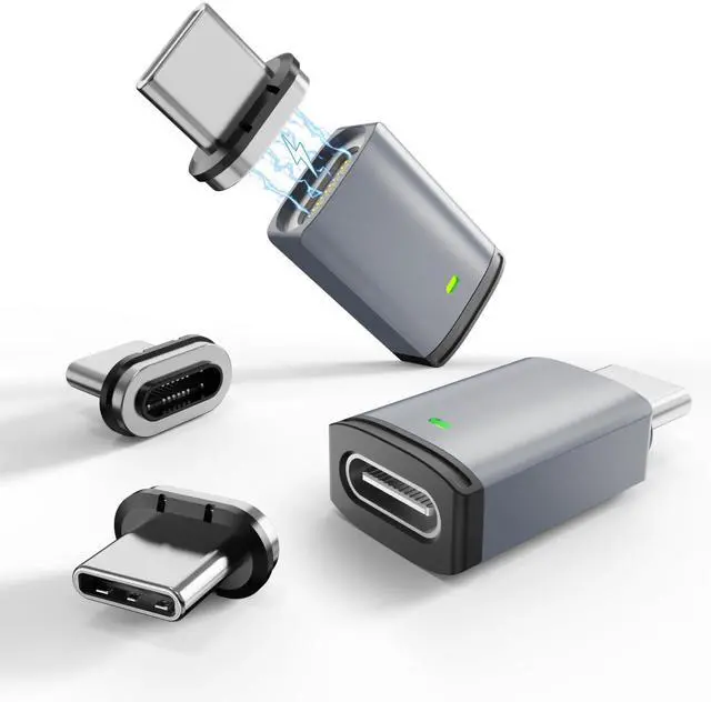 Main image of 3C'S USB C Magnetic Adapter 2 Pack+4 Male Port,11Pin Straight Type C Magnetic Adapter,Supports USB PD 100W Fast Charging, 480Mbps Transfer Speed,Compatible with MacBook Pro/Air and Most USBC Devices