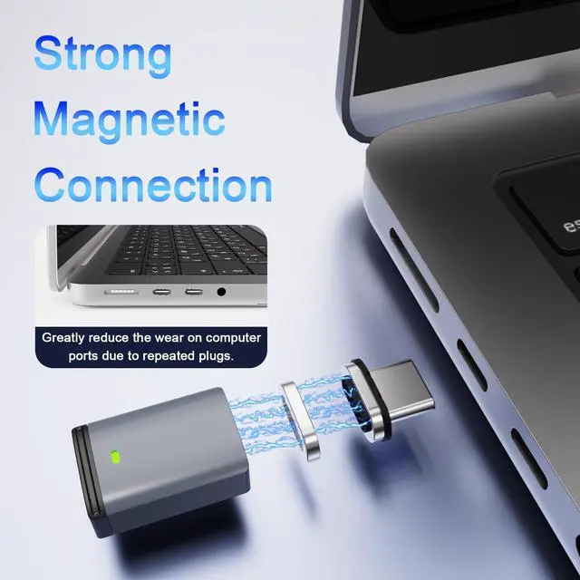Alt view image 4 of 7 - 3C'S USB C Magnetic Adapter 2 Pack+4 Male Port,11Pin Straight Type C Magnetic Adapter,Supports USB PD 100W Fast Charging, 480Mbps Transfer Speed,Compatible with MacBook Pro/Air and Most USBC Devices