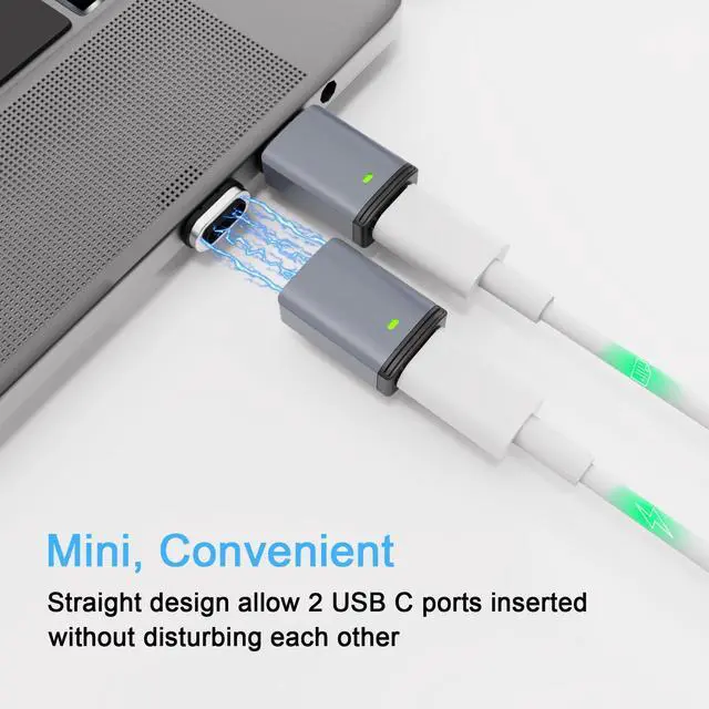 Alt view image 5 of 7 - 3C'S USB C Magnetic Adapter 2 Pack+4 Male Port,11Pin Straight Type C Magnetic Adapter,Supports USB PD 100W Fast Charging, 480Mbps Transfer Speed,Compatible with MacBook Pro/Air and Most USBC Devices