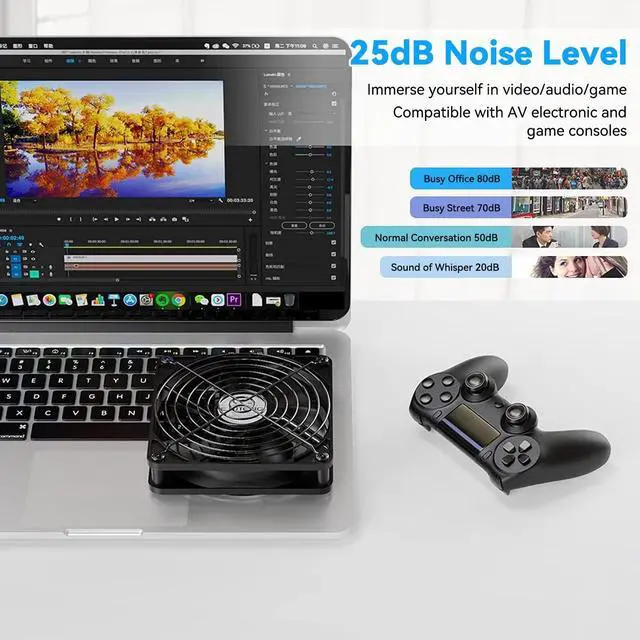 Alt view image 4 of 7 - ELUTENG 120mm Fan With 3 Speed 5V USB Powered Case Fan 1500PRM Gaming PC Portable Cooling Suitable for Tablet TV Receiver Router DVR Play Station Xbox Computer and More