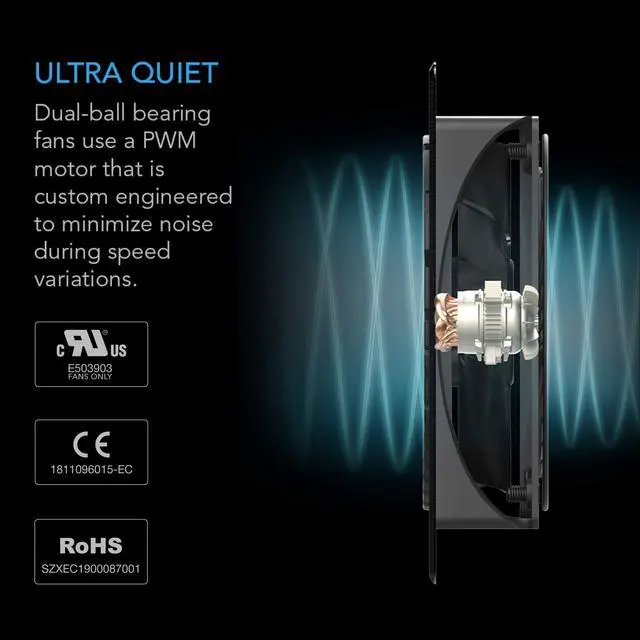 Alt view image 4 of 7 - AIRPLATE T3, Quiet Cooling Fan System 6" with Thermostat Control, for Home Theater AV Cabinets