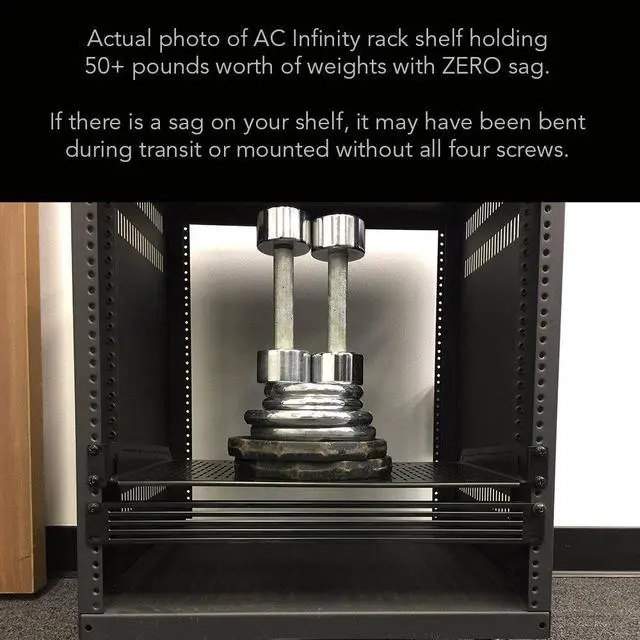 Alt view image 7 of 7 - Vented Cantilever 1U Universal Rack Shelf, 10" Deep, for 19 Equipment Racks. Heavy-Duty 2.4mm Cold Rolled Steel, 60lbs Capacity