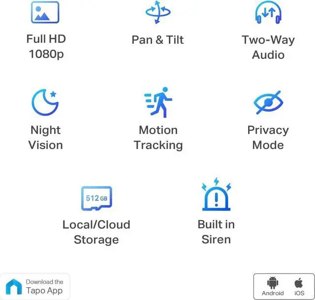 Alt view image 2 of 7 - TP-Link Tapo Pan/Tilt Security Camera for Baby Monitor, Pet Camera w/Motion Detection, 1080P, 2-Way Audio, Night Vision, Cloud & SD Card Storage, Works with Alexa & Google Home (Tapo C200)
