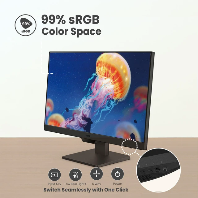 Alt view image 6 of 7 - GW2490 24" Computer Monitor 100Hz FHD 1920x1080p IPS Eye-Care Tech VESA Mount Thin Bezel Low Blue Light Adaptive Brightness Wall Mount Built-in Speakers DisplayPort HDMI Port2