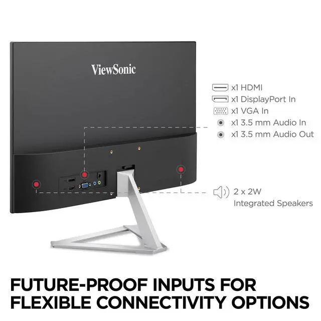 Alt view image 4 of 6 - VX2276-SMHD 22 Inch 1080p Monitor, IPS Display with Ultra-Thin Bezels and Eye Care Technology for Home and Office Entertainment, DisplayPort, HDMI, and VGA Inputs
