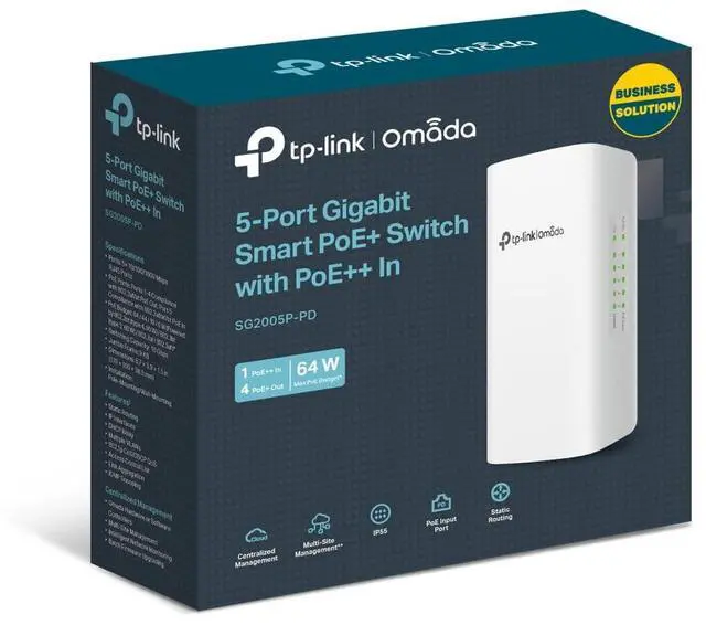 Alt view image 15 of 15 - TP-Link Omada 5-Port Gigabit Smart Switch with 1 PoE++ In/4 PoE+ Out SG2005PPD