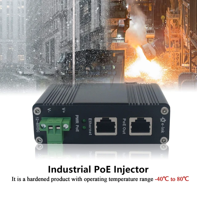 Alt view image 3 of 5 - Elenzk Industrial Gigabit PoE Adapter 30W IEEE802.3at PoE Injector