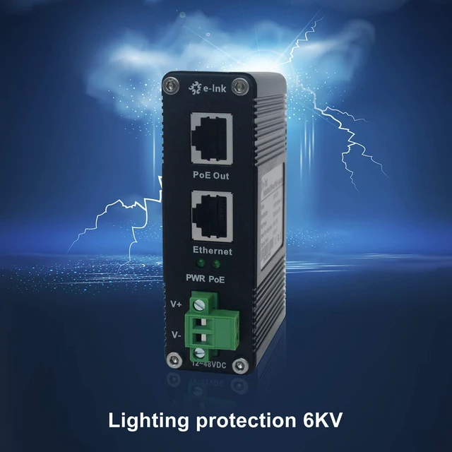 Alt view image 4 of 5 - Elenzk Industrial Gigabit PoE Adapter 30W IEEE802.3at PoE Injector