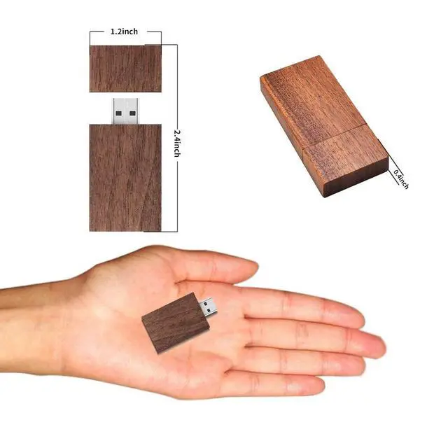 Alt view image 3 of 5 - EASTBULL 128GB 2-Pack Wooden Flash Drive USB3.0 Walnut Wood Drive (Brown)