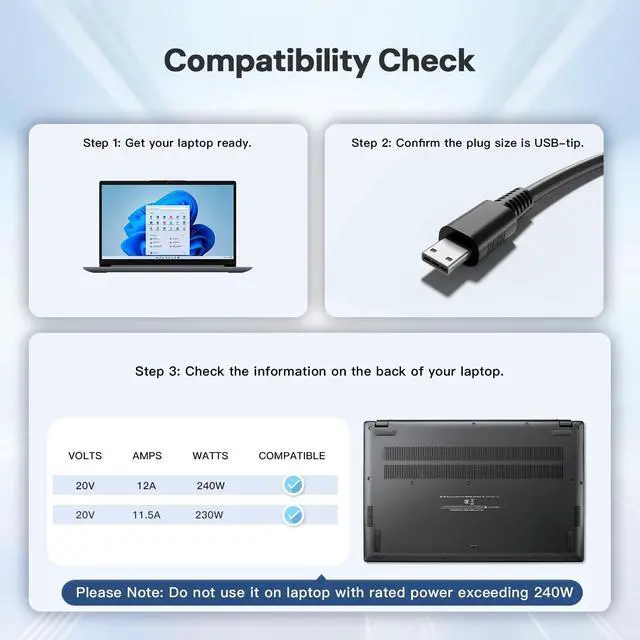 Alt view image 3 of 5 - Dongerdi 240W Charger Fit for MSI Stealth GS77 17 A16 16 AI Studio Creator