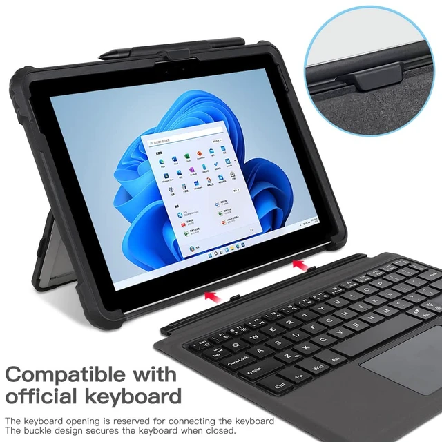Alt view image 3 of 5 - Clear Case for Surface Go4 Go3 Go2 Go Tablet 10.5 inches with Pen Holder, Heavy Duty Shockproof Rugged Protective Case for Surface Go4/Go3/Go2/Go with Kickstand and Hand/Shoulder Strap