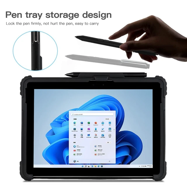 Alt view image 5 of 5 - Clear Case for Surface Go4 Go3 Go2 Go Tablet 10.5 inches with Pen Holder, Heavy Duty Shockproof Rugged Protective Case for Surface Go4/Go3/Go2/Go with Kickstand and Hand/Shoulder Strap